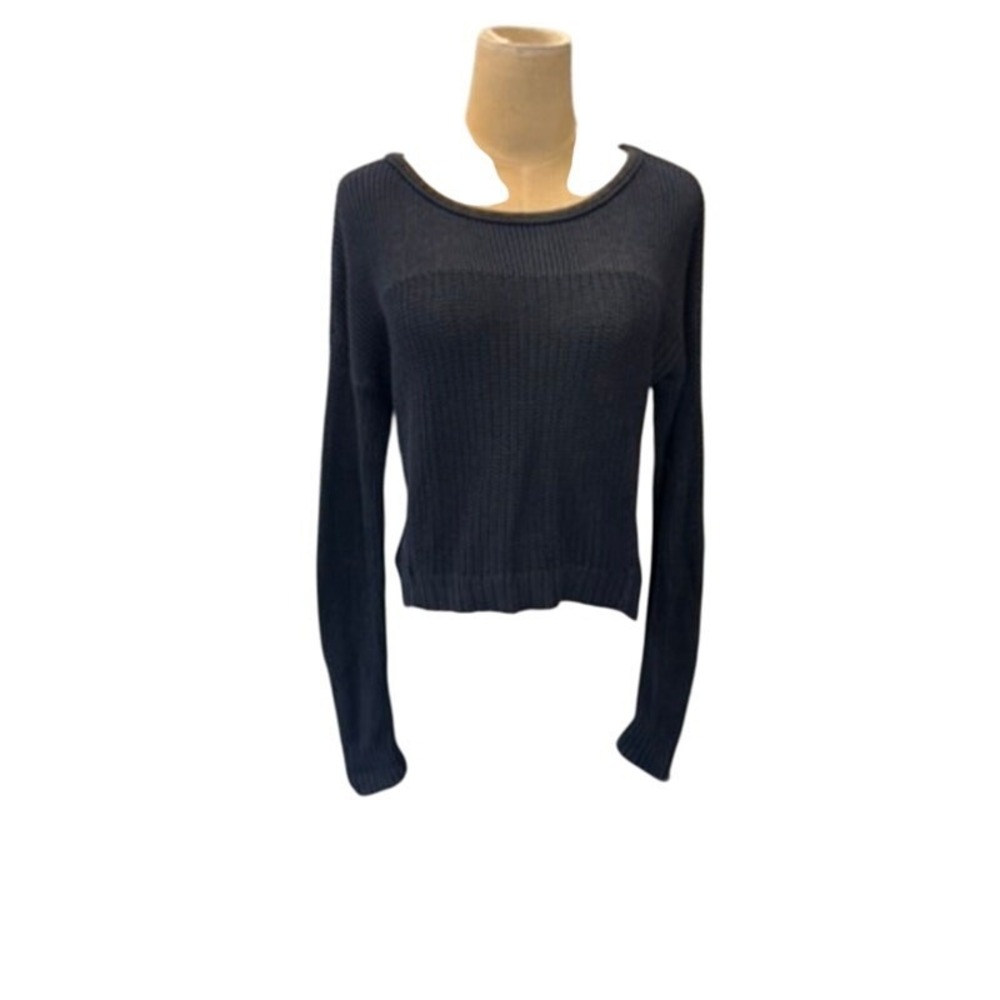 "AMERICAN EAGLE" Wide Neck Long Sleeve Sweater SZ SP Y2K Cropped‎ HOLE SEE PICS!